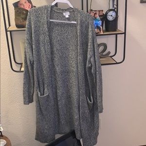 gray cardigan